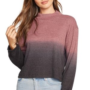 Chaser Long Sleeve Ombre Two Tone Crewneck Sweater Top NWT